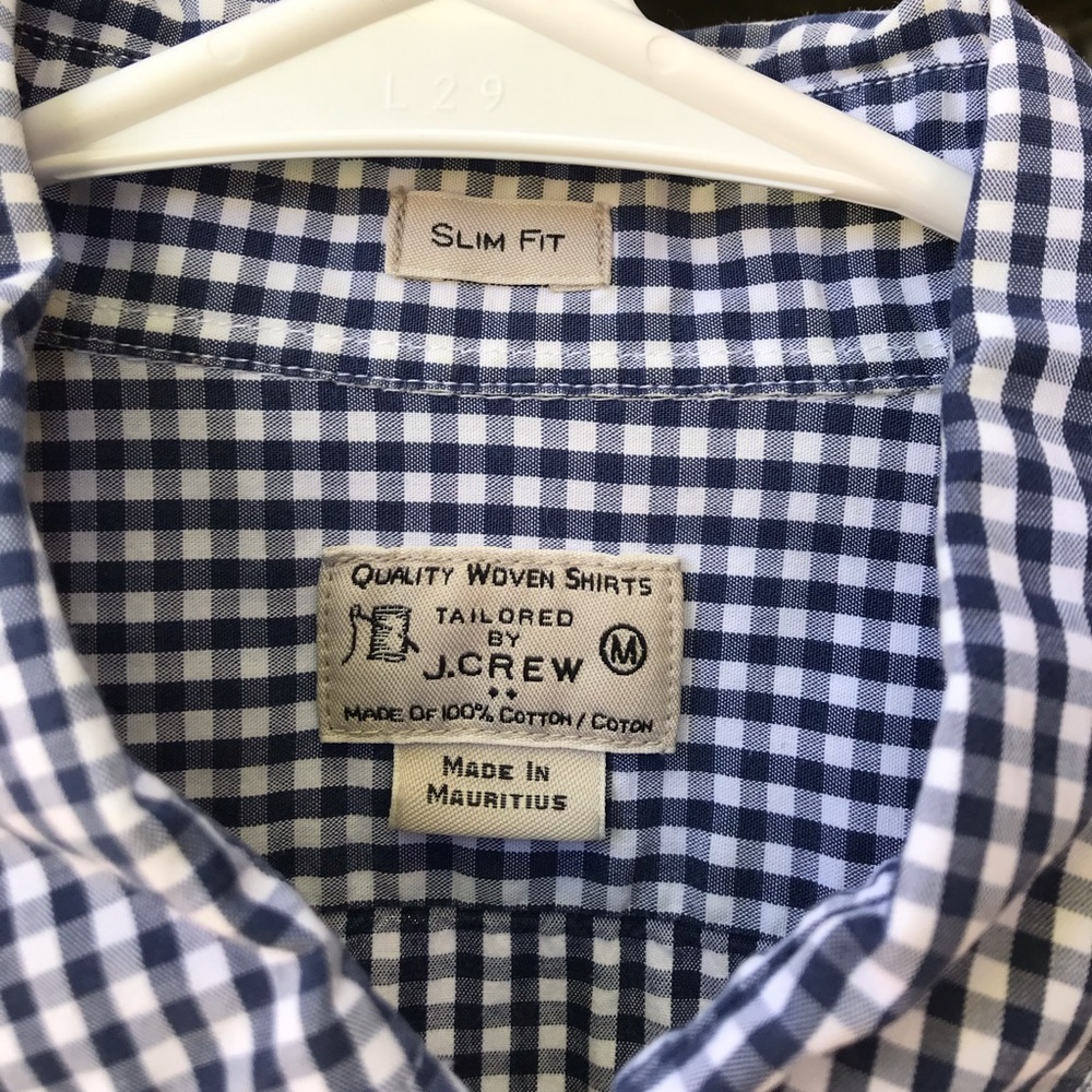 J Crew Oxford Button Down Blue Gingham Medium Slim